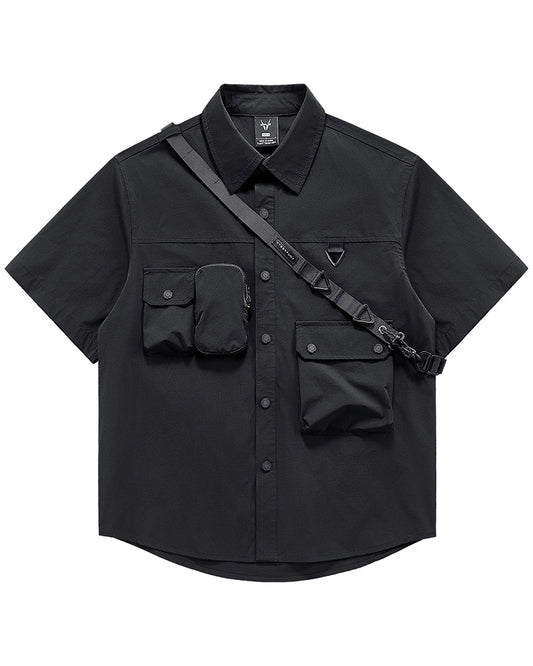 Tactical Utility Crossbody Strap Short Sleeve Tech Shirt