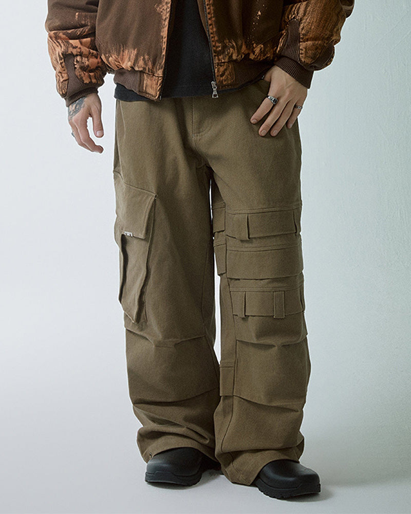 Asymmetrical Crinkled Cargo Pants