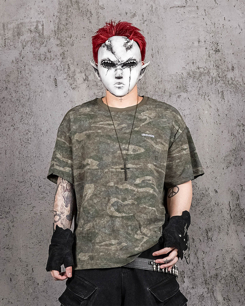 Distressed Camo Oversized T-Shirt