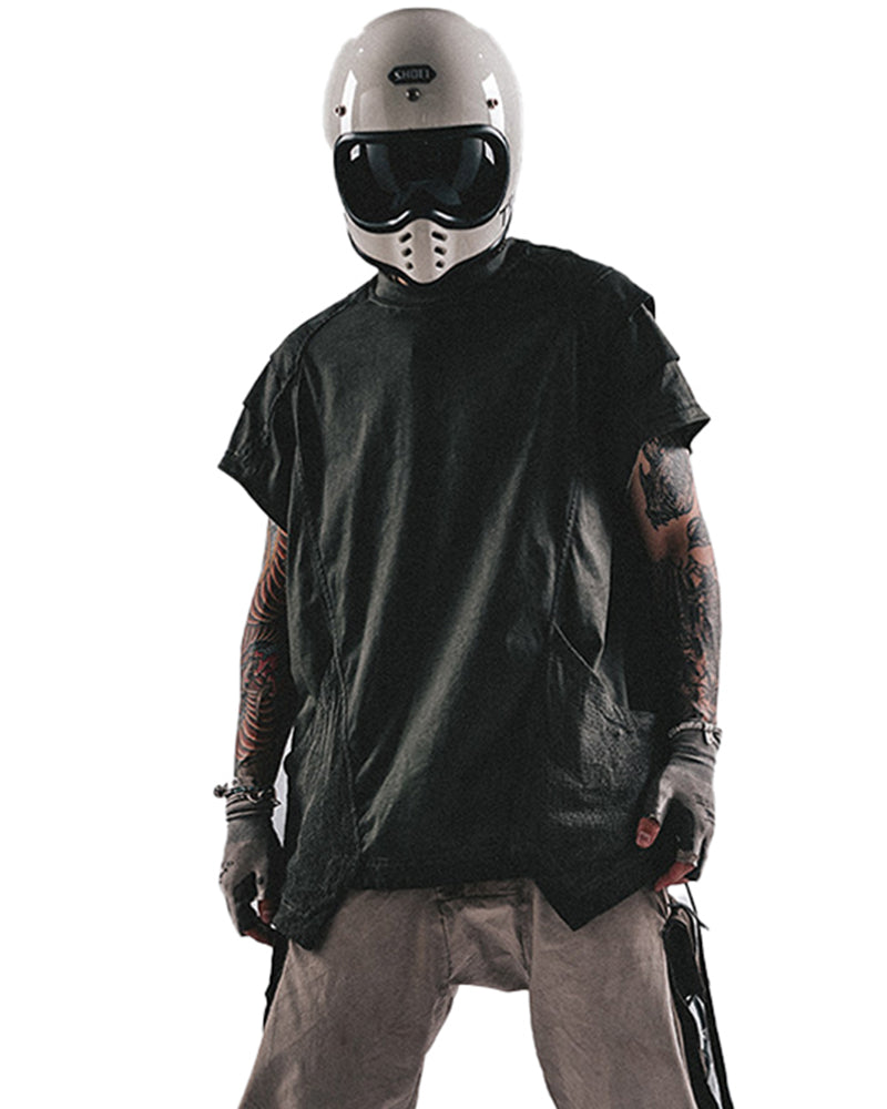 Post-Apocalyptic Asymmetric Raw-Cut T-Shirt