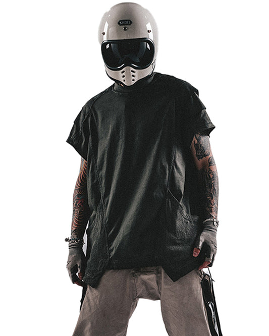 Post-Apocalyptic Asymmetric Raw-Cut T-Shirt