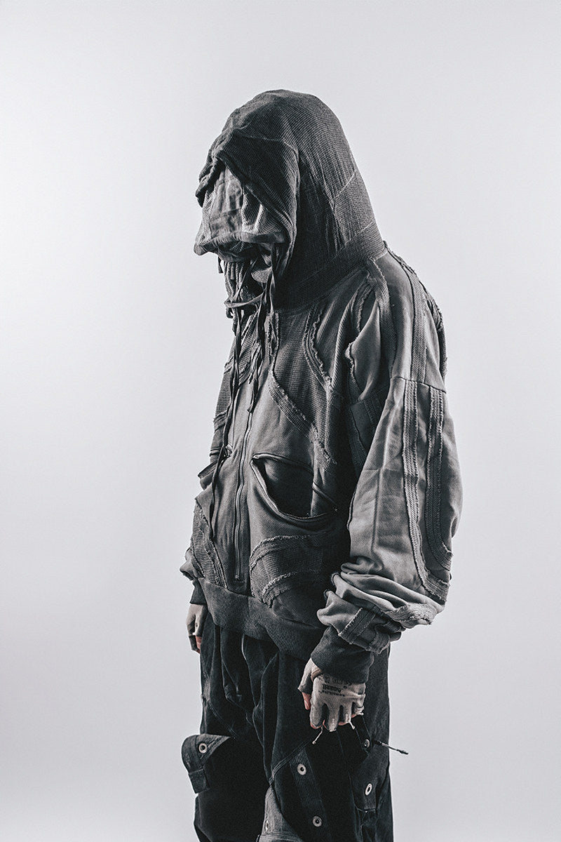 Post-Apocalyptic Deconstructed Patchwork Hooded Jacket