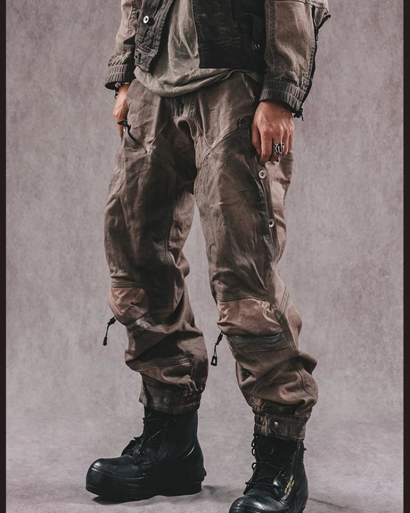 Post-Apocalyptic 3D Cut Distressed Double-Layer Cargo Pants