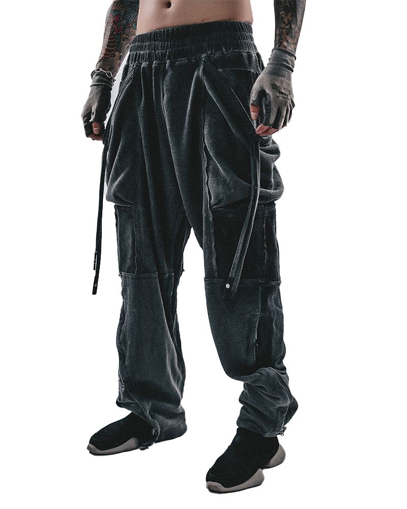 Waffle-Knit Spliced Wasteland Jogger Pants