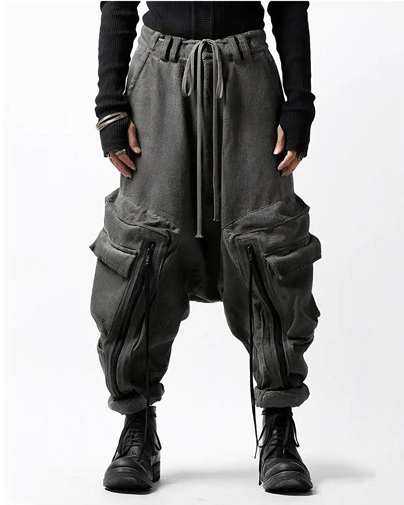 Wasteland Drop-Crotch Multi-Pocket Harem Pants