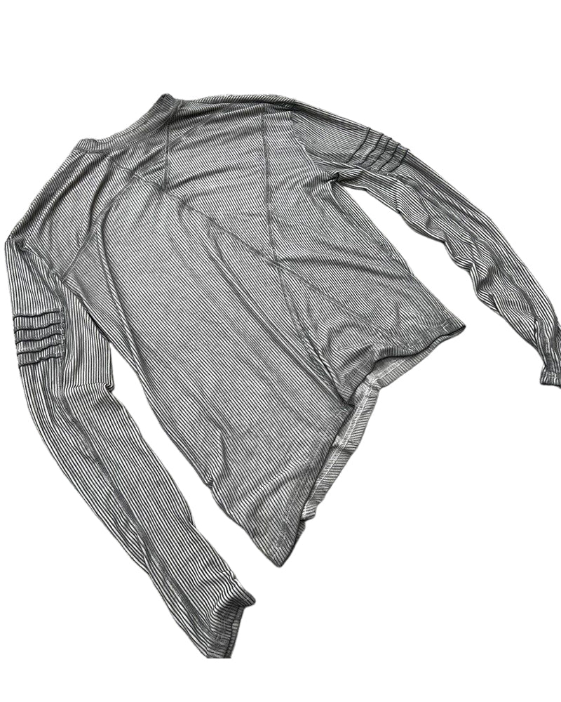 Post-Apocalyptic Distressed Stripe Panelled Long-Sleeve Tee