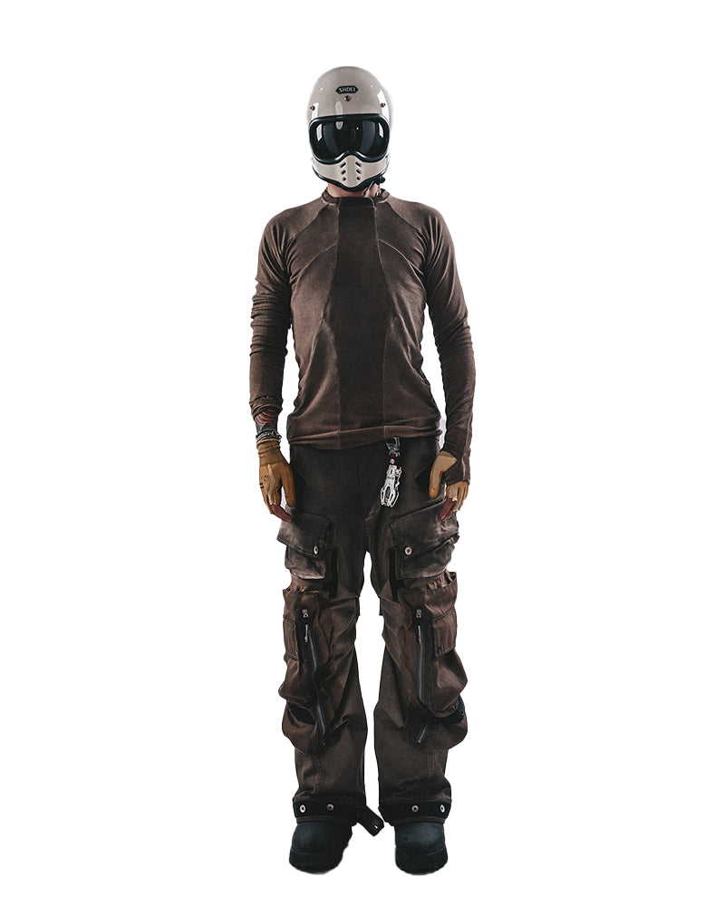 Post-Apocalyptic Asymmetric Panelled Compression Long-Sleeve Tee
