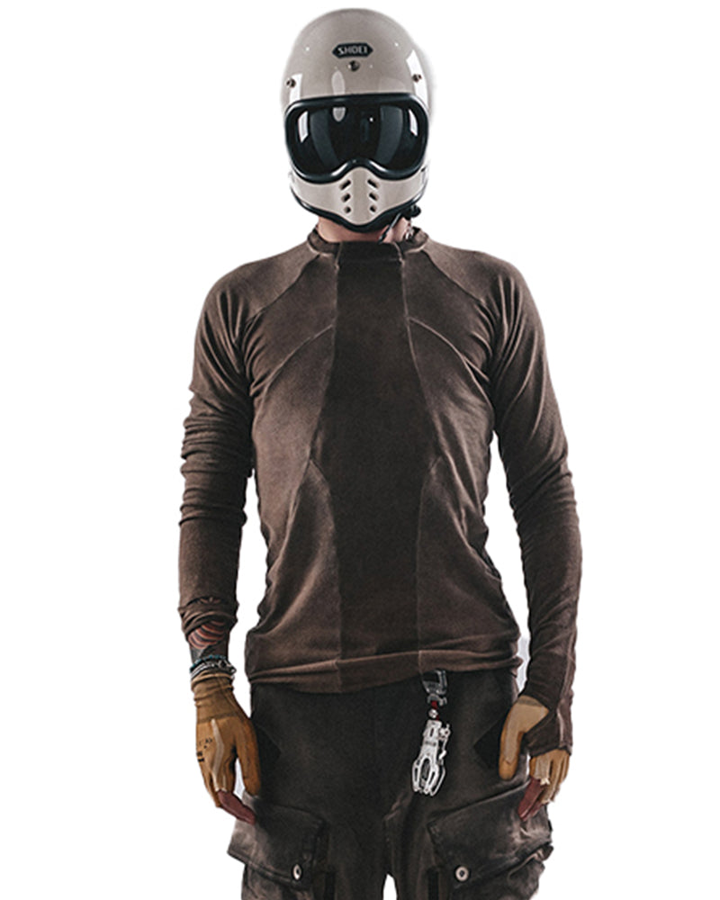 Post-Apocalyptic Asymmetric Panelled Compression Long-Sleeve Tee