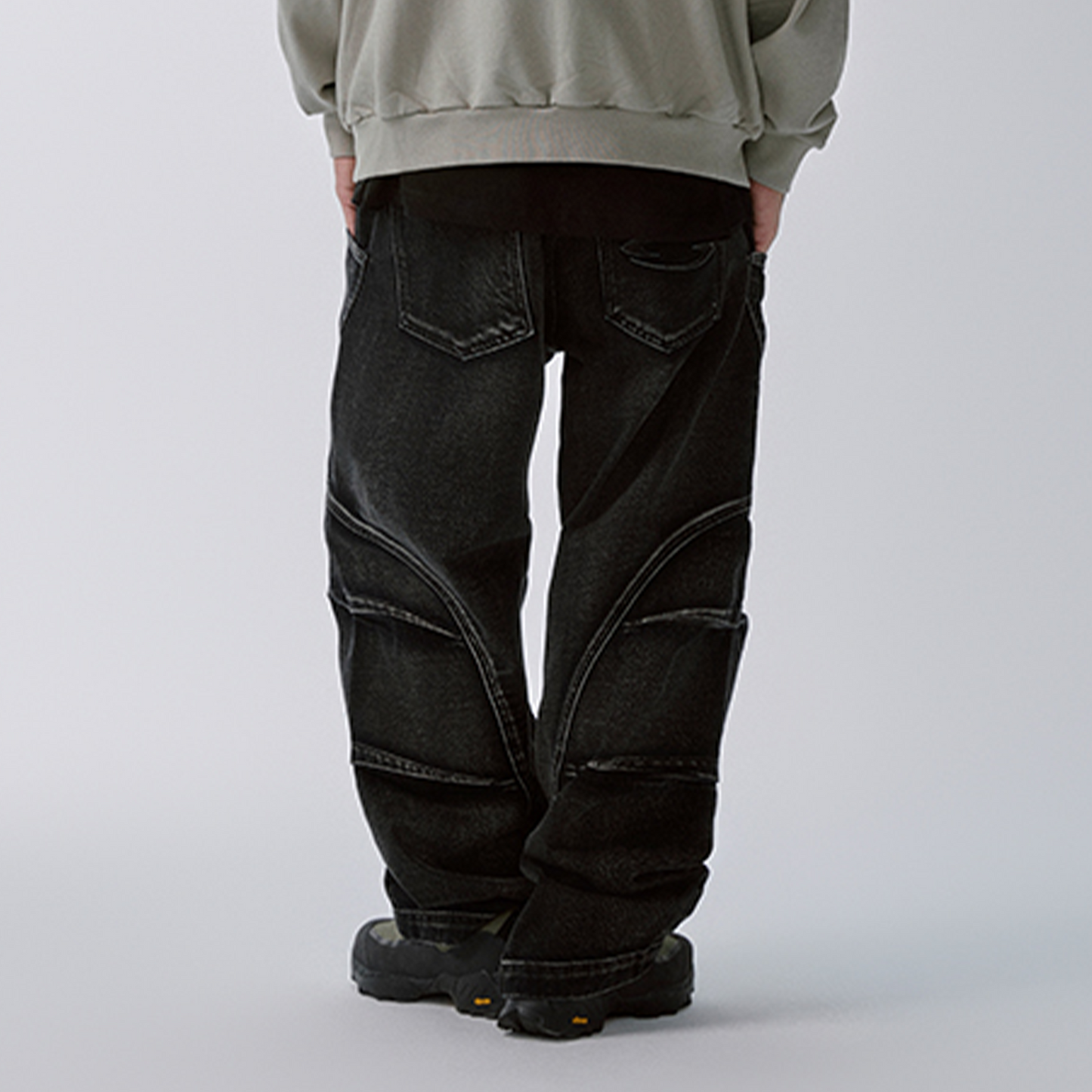 Washed Deconstructed Oversized Denim Cargo Pants