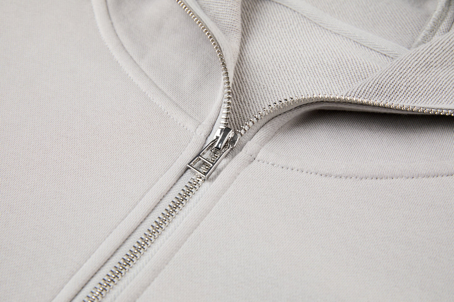 Curved Panel Drawstring-Hem Zip-Up Hoodie