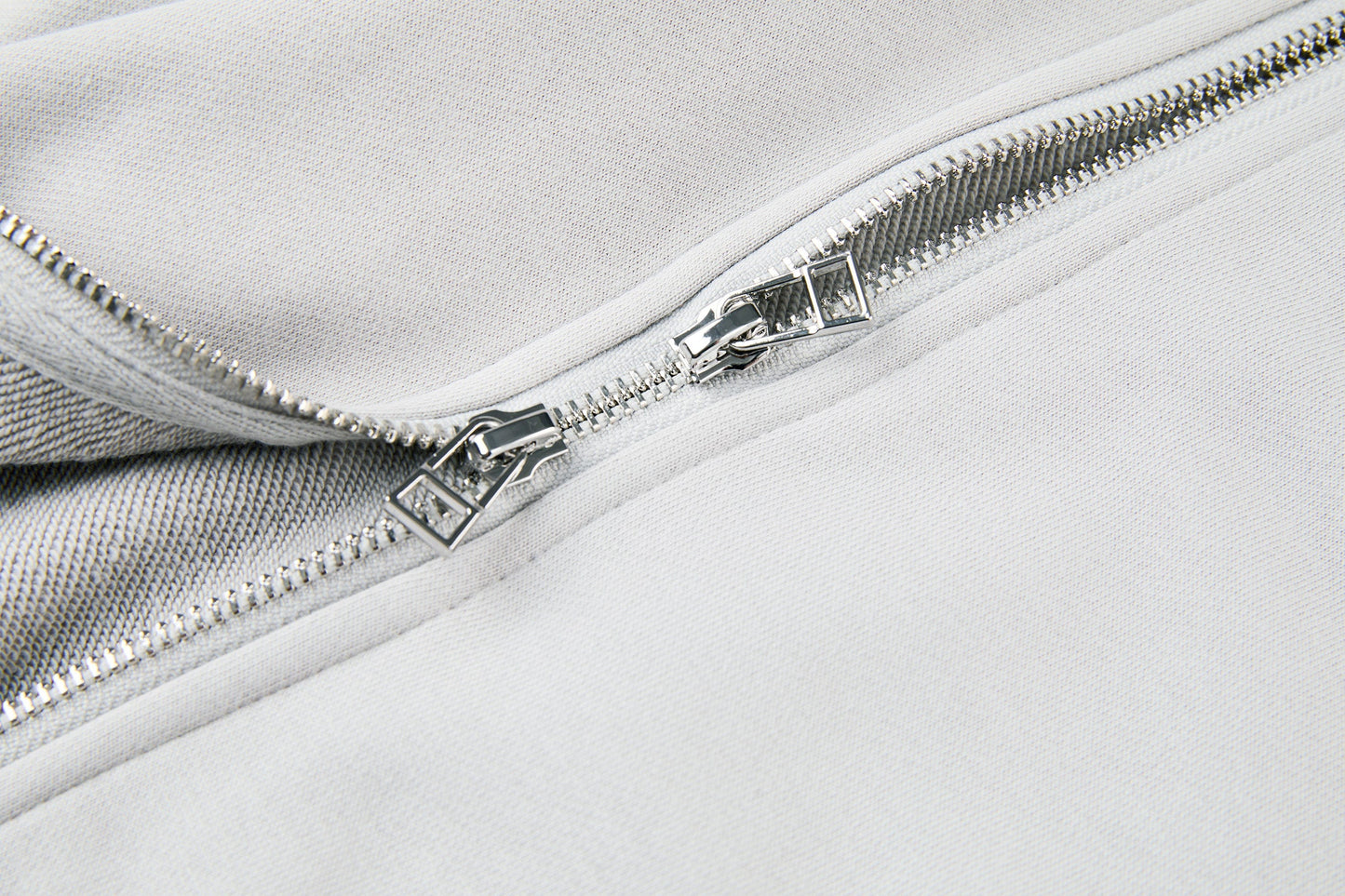 Curved Panel Drawstring-Hem Zip-Up Hoodie
