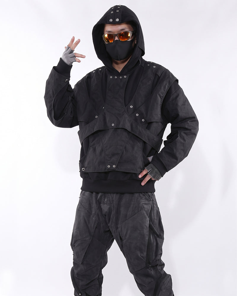Wasteland Cut-Out Layered Hoodie