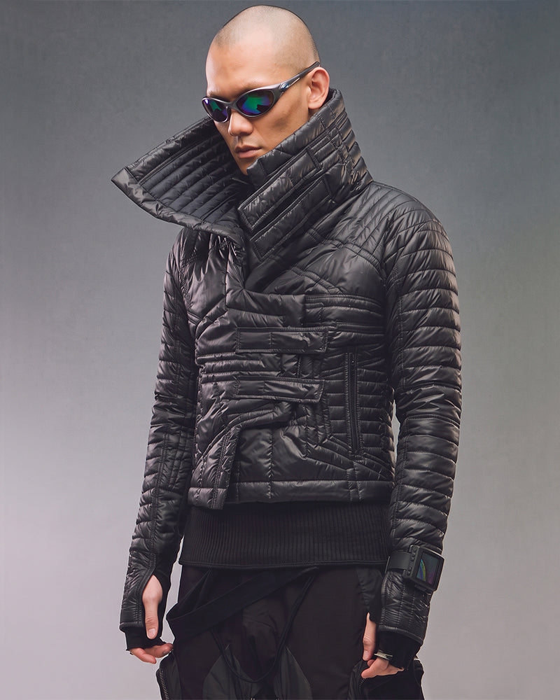 Wasteland Geometric Quilted Asymmetric Down Jacket
