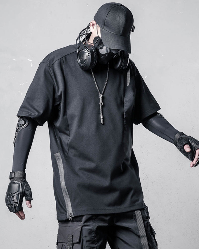 Techwear Patchwork Zipper T-Shirt