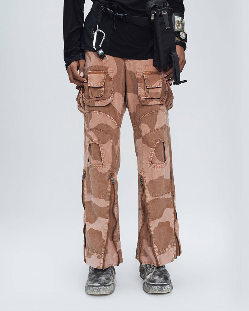 Tactical Camo Multi-Zip Cargo Pants