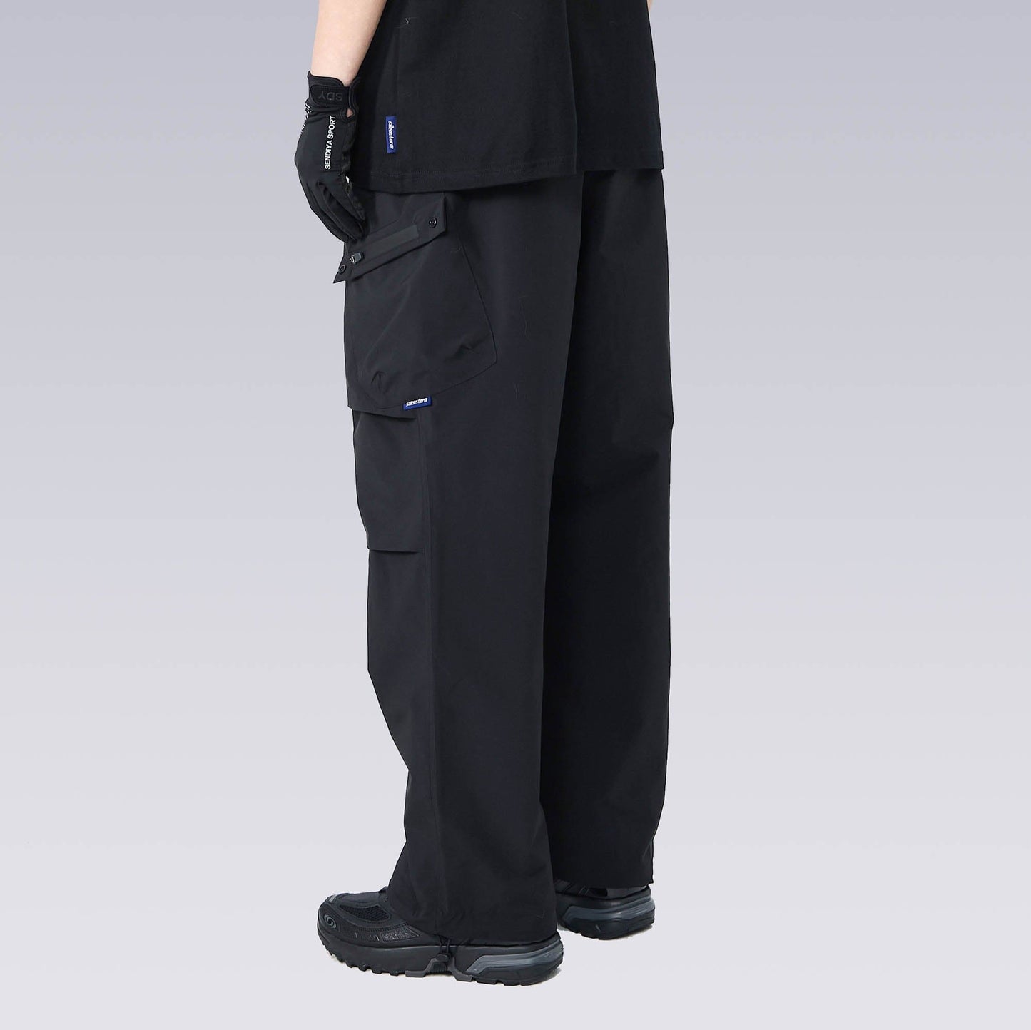 Multi-Pocket Drawstring Crinkled Pants