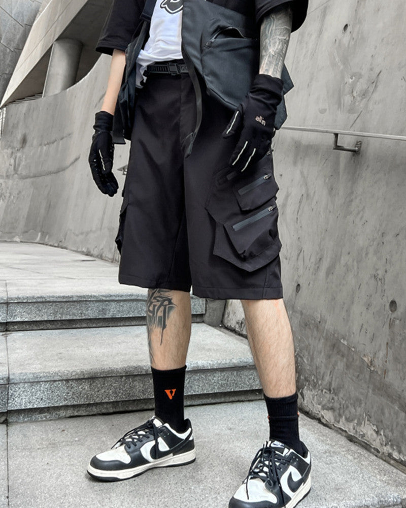 Functional Multi-Pocket Belt Cargo Shorts