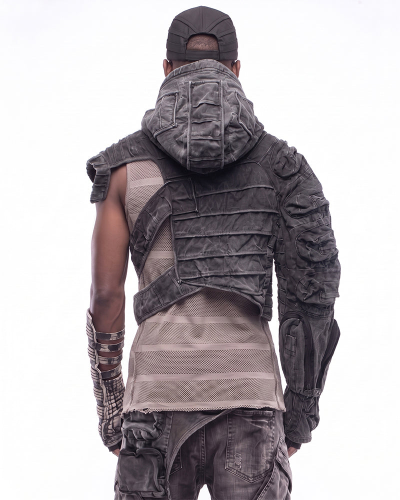 Wasteland Deconstructed Asymmetrical Distressed Hooded Jacket