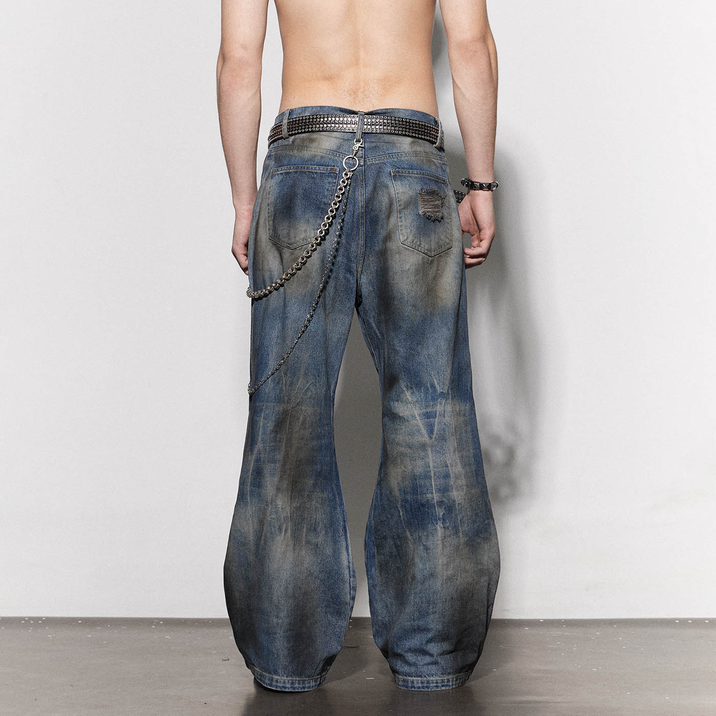 Distressed Dusty Flared Jeans