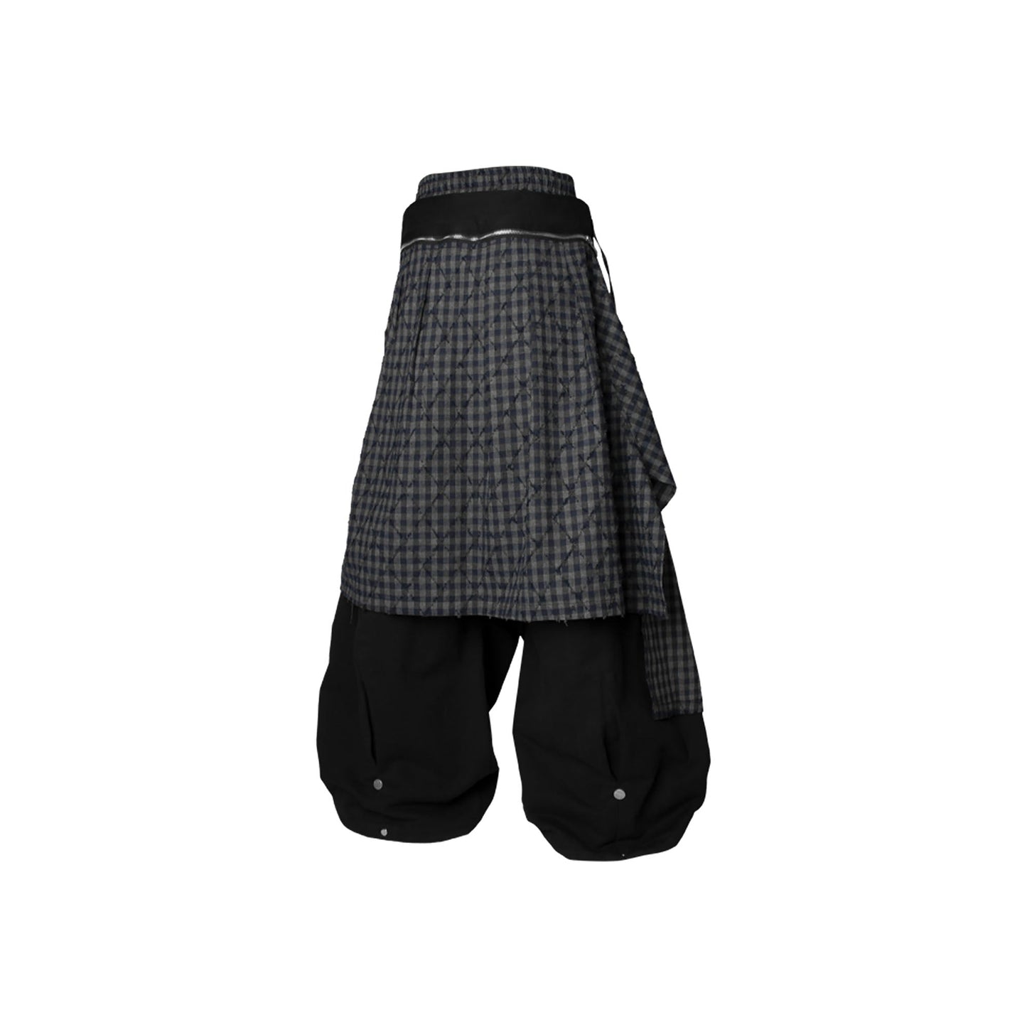 Double Waistband Detachable Back Flap Oversized Sweatpants Black