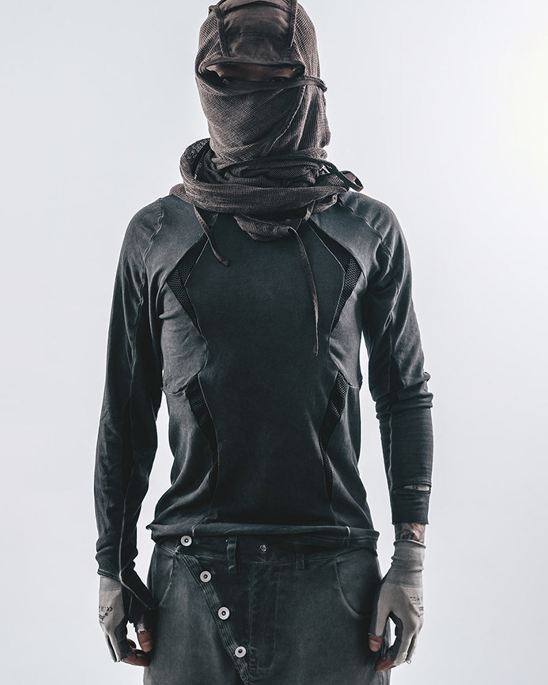 Post-Apocalyptic Mesh-Panelled Tactical Long-Sleeve Tee