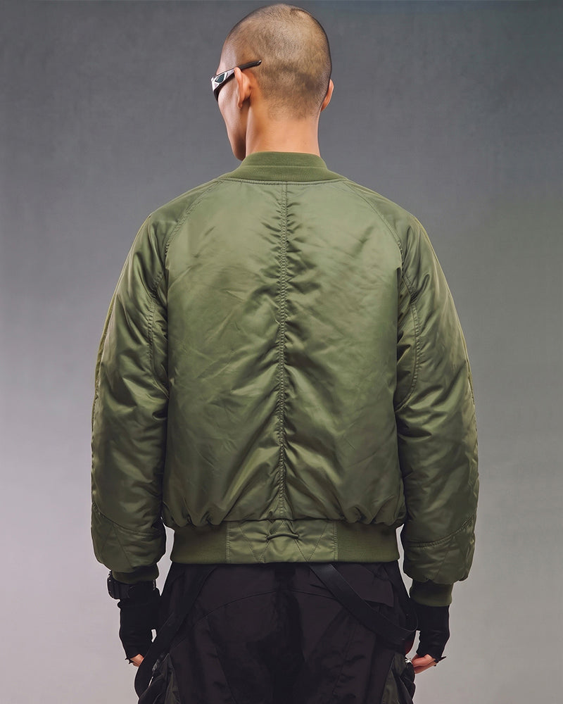 Deconstructed Double Collar Layered Contrast Bomber Jacket