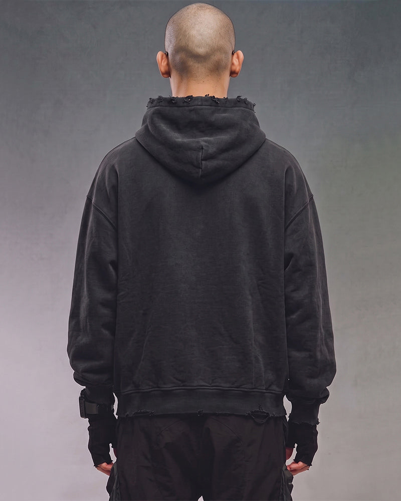 Wasteland Washed Distressed Destroyed Hoodie