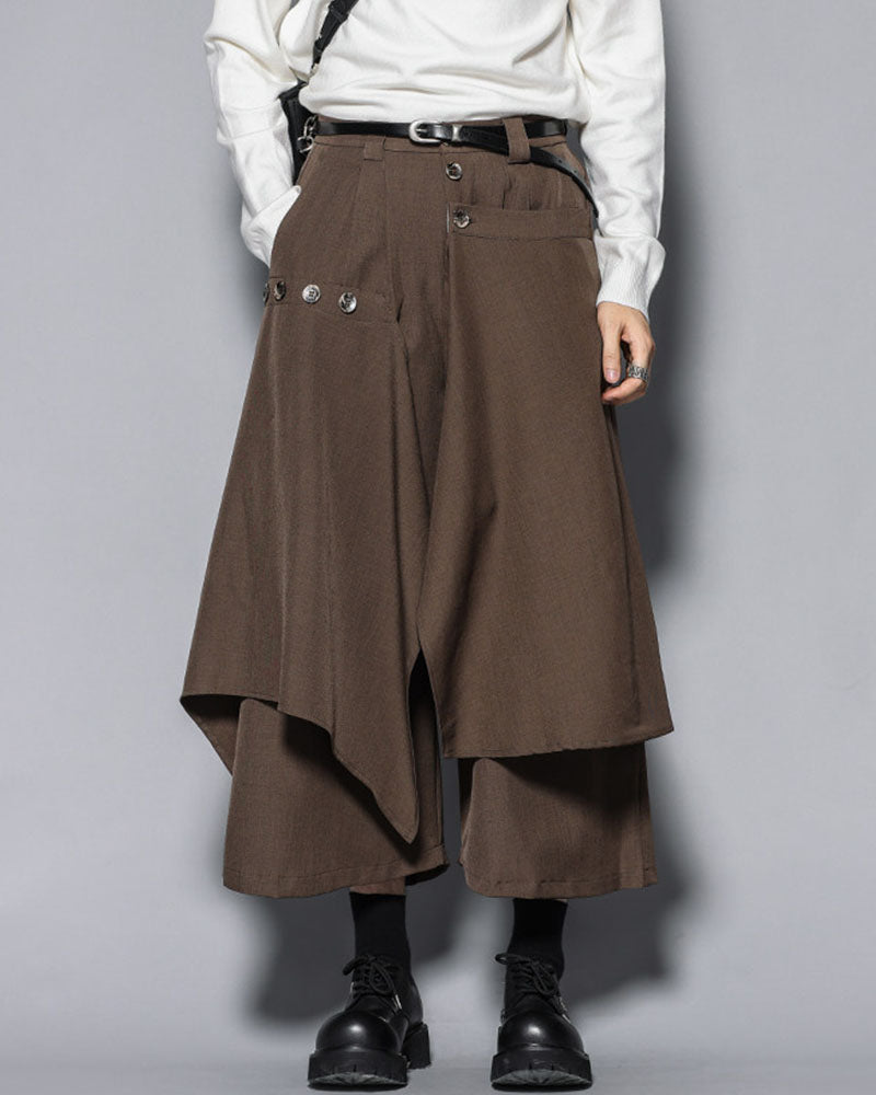 Modern Japanese Style Vintage Wide Leg Hakama Pants