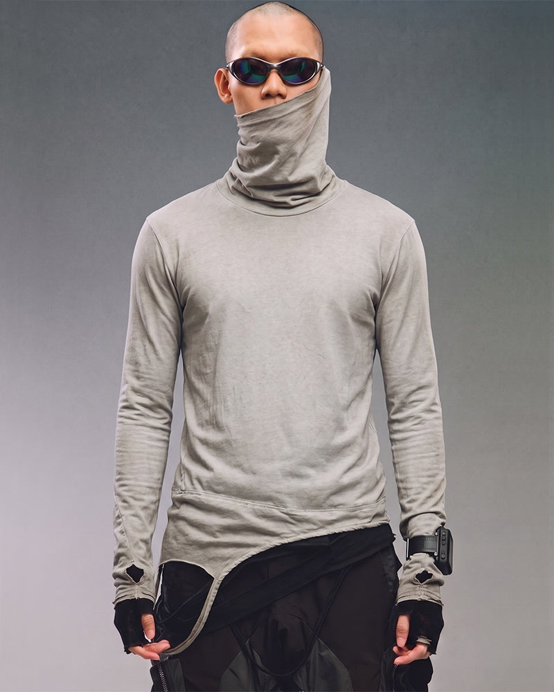 Post-Apocalyptic Face-Covering Deconstructed Long-Sleeve T-Shirt