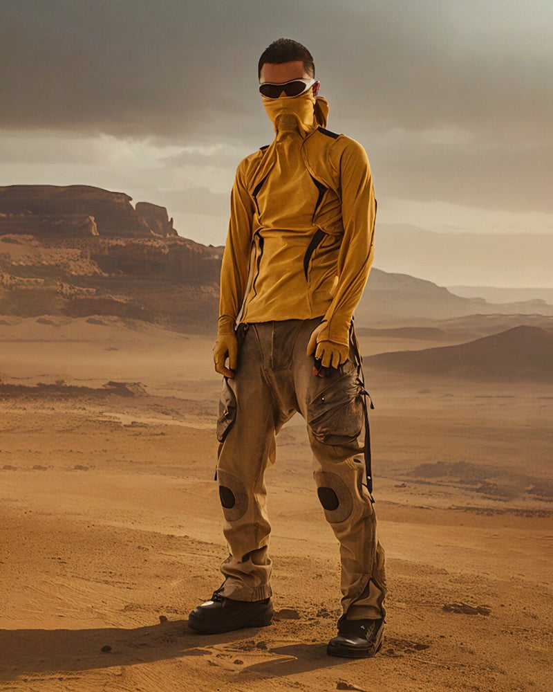 Post-Apocalyptic Desert Nomad High-Neck Long-Sleeve Tee