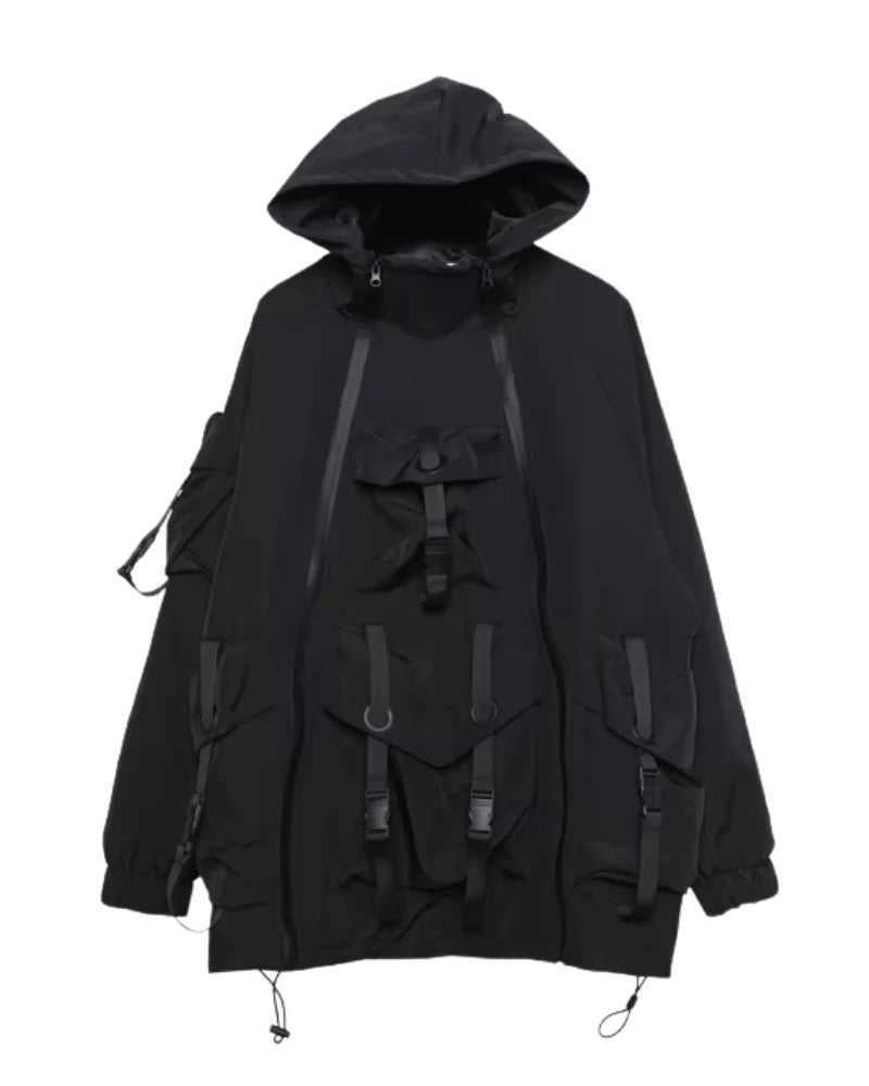 Functional Hardcore Loose Cyberpunk Hooded Jacket