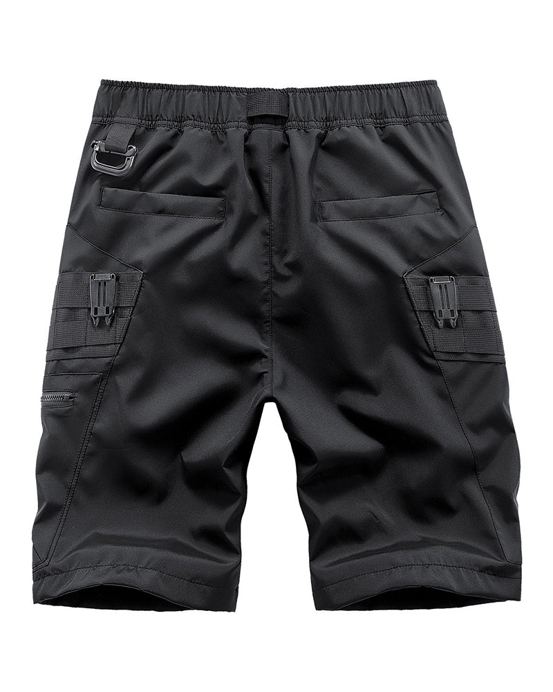 Functional Zip Pocket Black Cargo Shorts