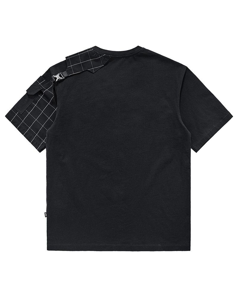 Functional Plaid Patchwork Techwear T-Shirt
