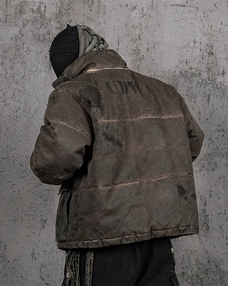 Distressed Wanderer Patchwork Padded Jacket