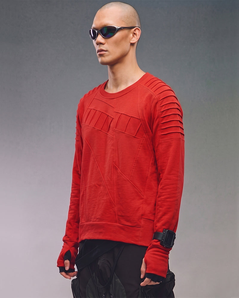Wasteland Asymmetric Pleated Batwing‑Sleeve T‑shirt