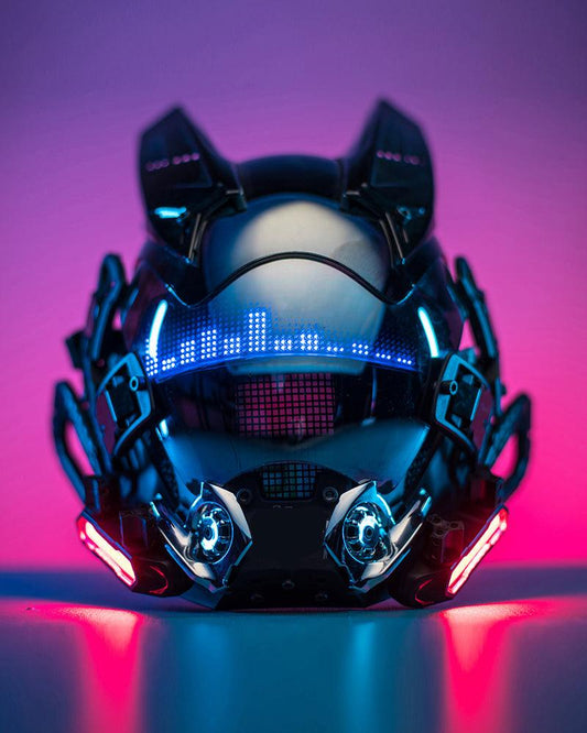 Rhythm Cyberpunk Helmet Mask ( Customizable Text And Image Available)