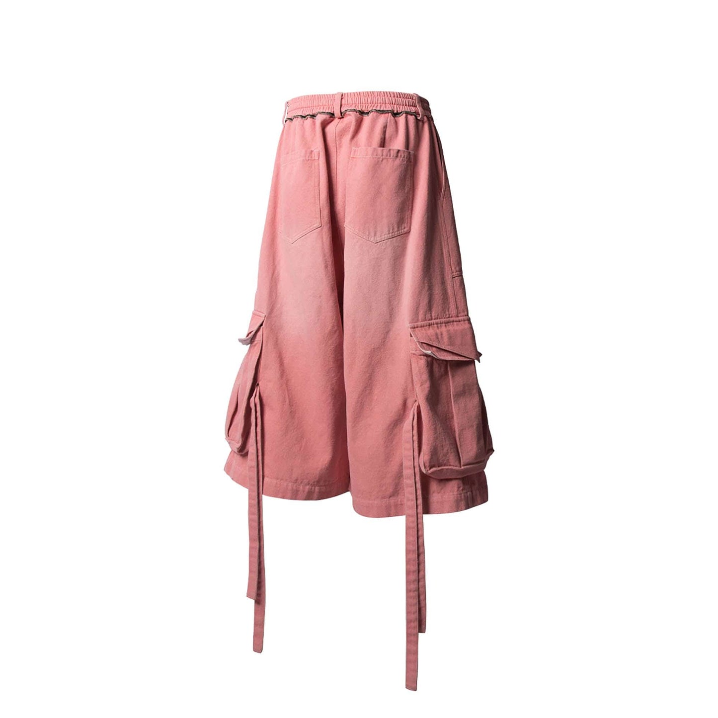 Washed Strap Drawstring Cargo Shorts