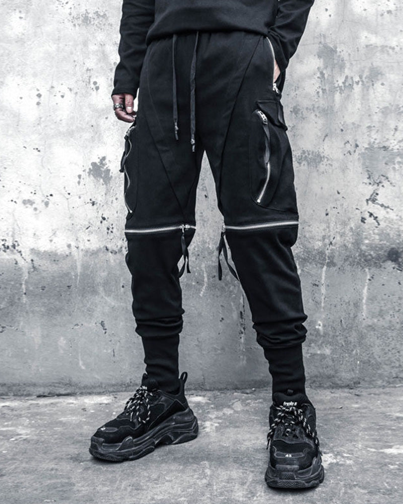 Streetwear Zipper Knee Cutout Cargo Pants