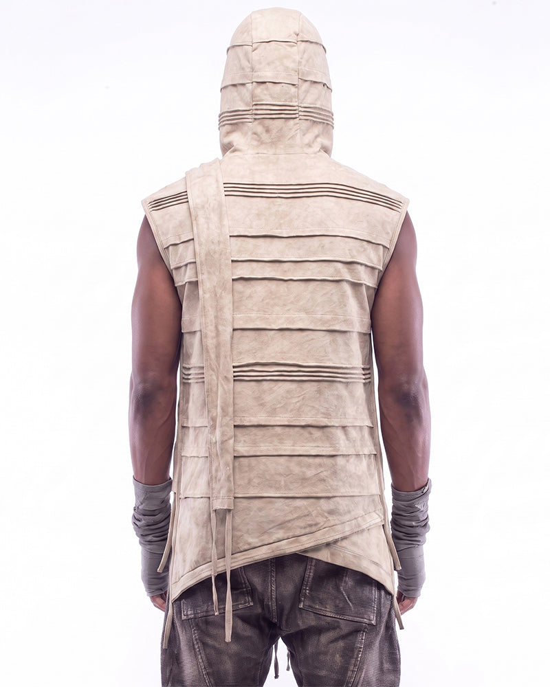 Post‑Apocalyptic Asymmetric Sleeveless Hooded Vest