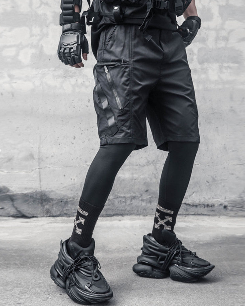 Techwear Utility Zipper Cargo Shorts