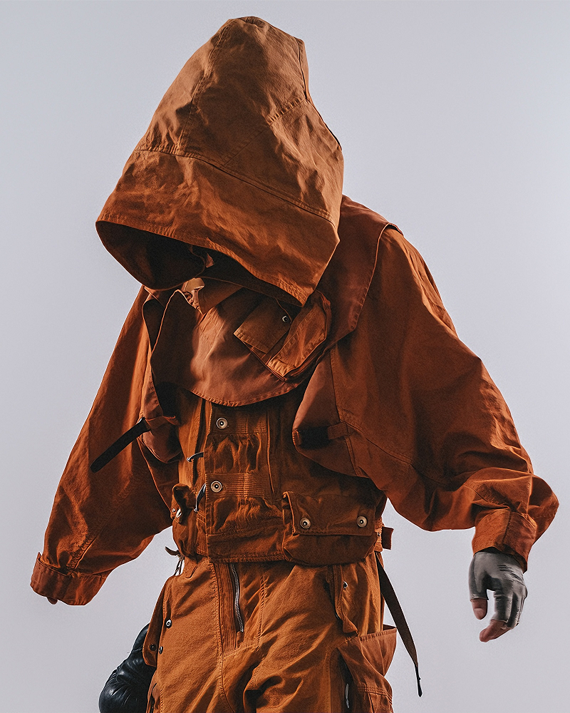 Post-Apocalyptic Tactical Dirty Wash Hooded Cape