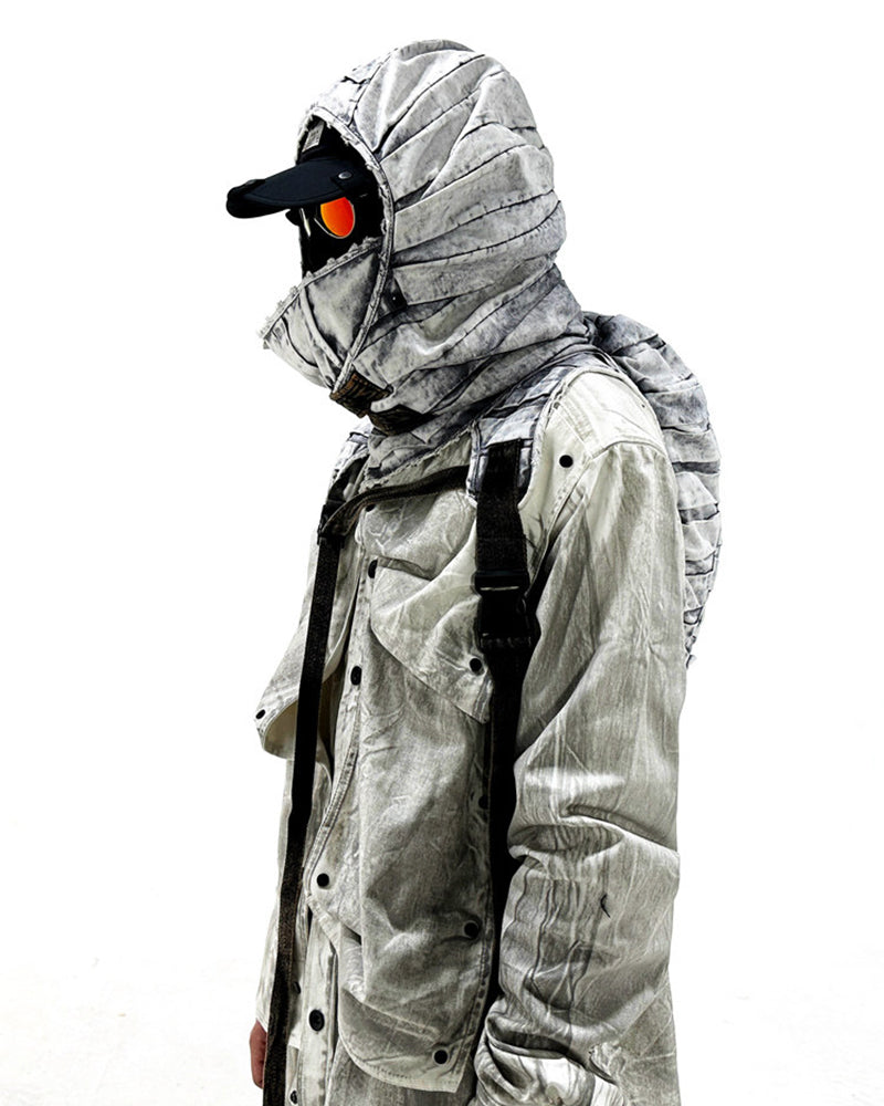 Wasteland Pleated Tie-Dye Convertible Hooded Vest Backpack