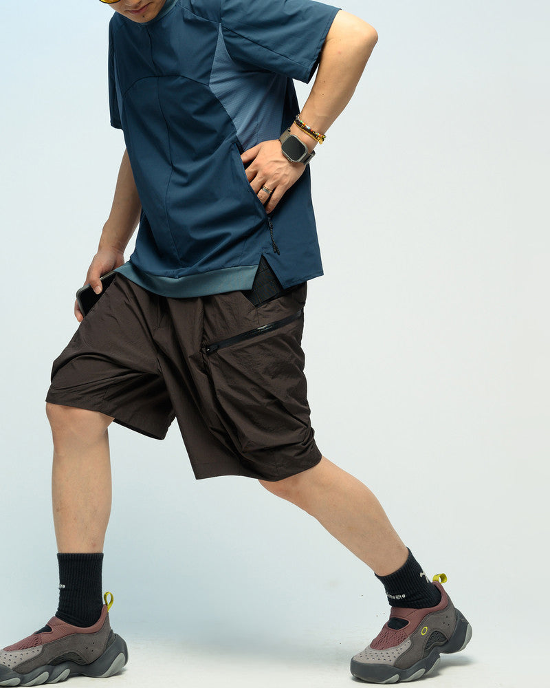 Metallic Honeycomb-Pocket Quick-Dry Water-Repellent Shorts