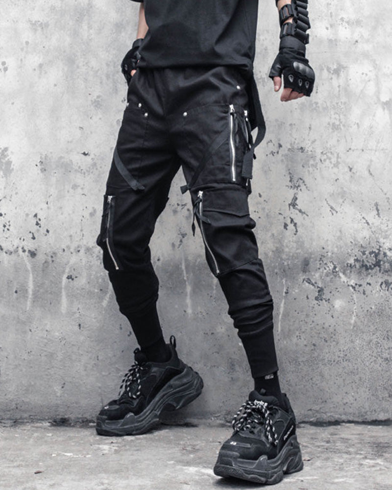 Techwear Multi-Zip Slim Cargo Jogger Pants