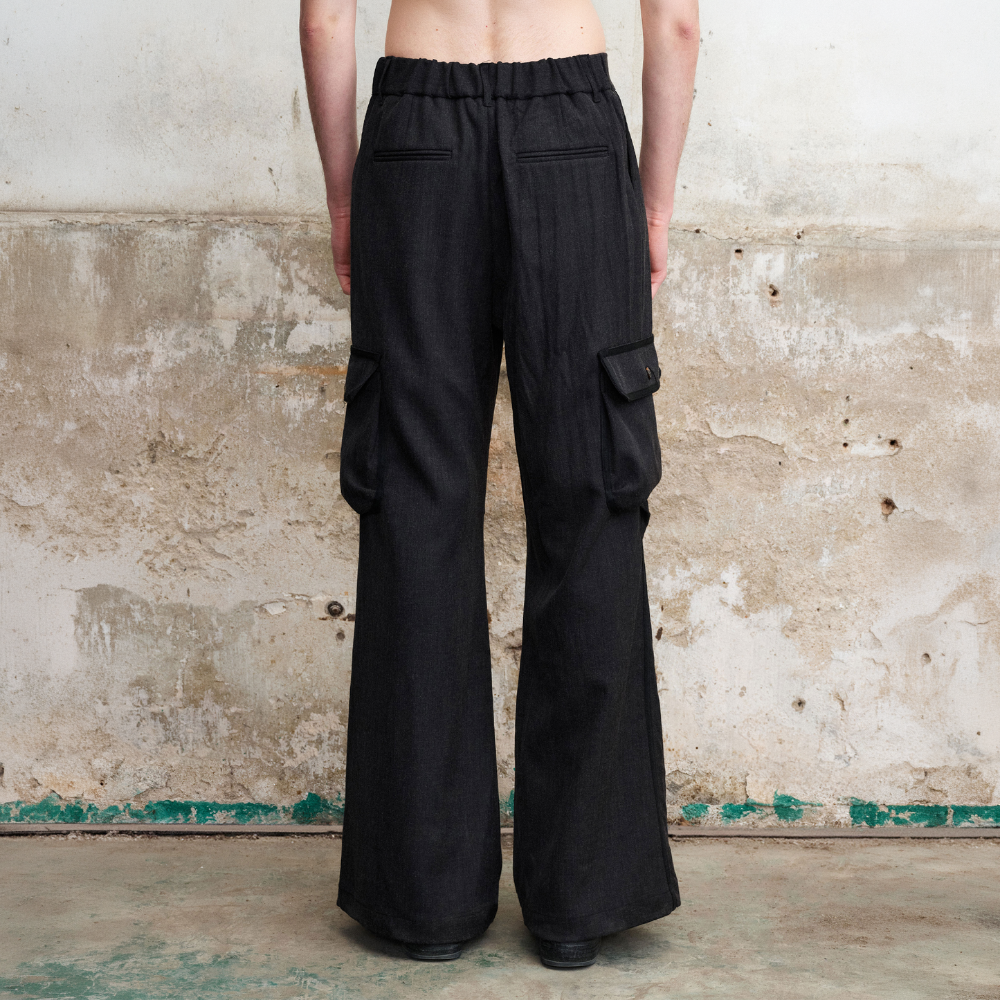 Pleated Cargo Flare Pants