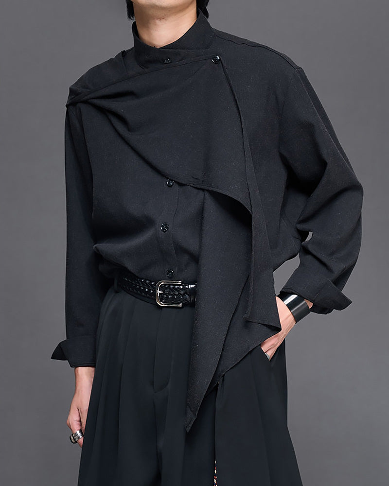Japanese Vintage Scarf Collar Long-Sleeve Shirt
