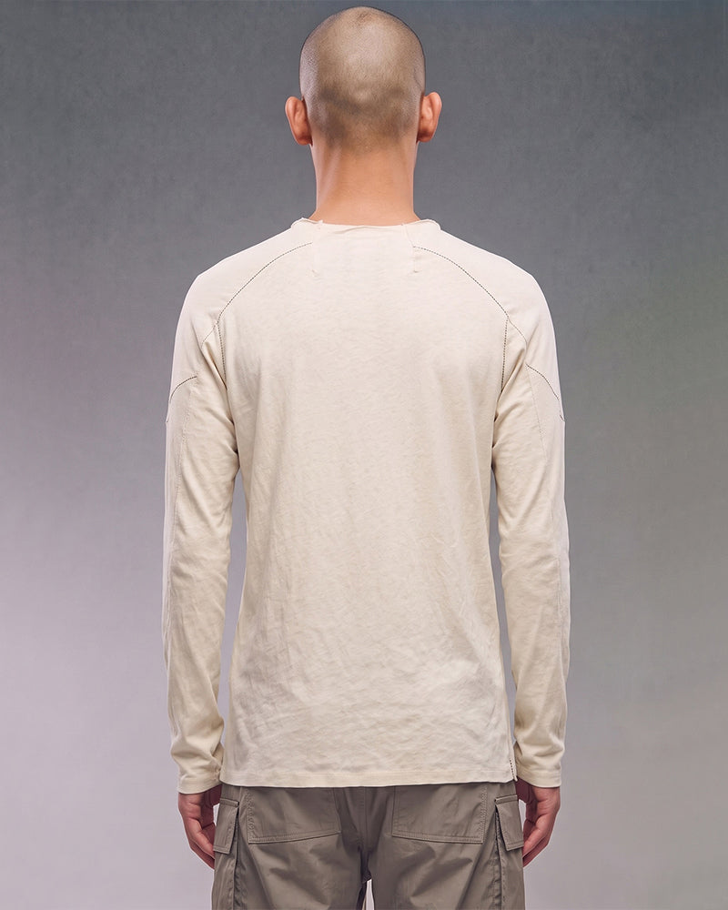 Wasteland Paneled Raw Edge Seam Long Sleeve Tee