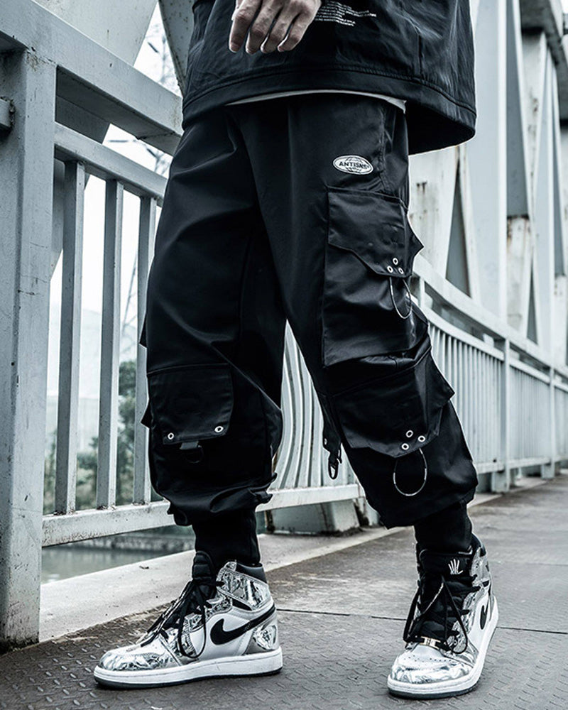 Streetwear Black Multi-Pocket Cargo Pants