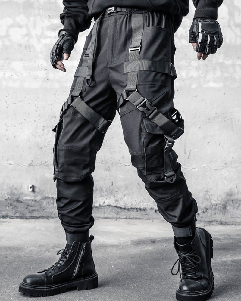 Functional Multi-Ribbon Buckle Cargo Pants