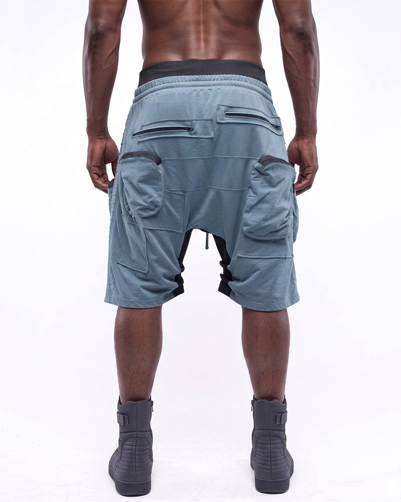 Post-Apocalyptic Multi-Zip Cargo Contrast Shorts